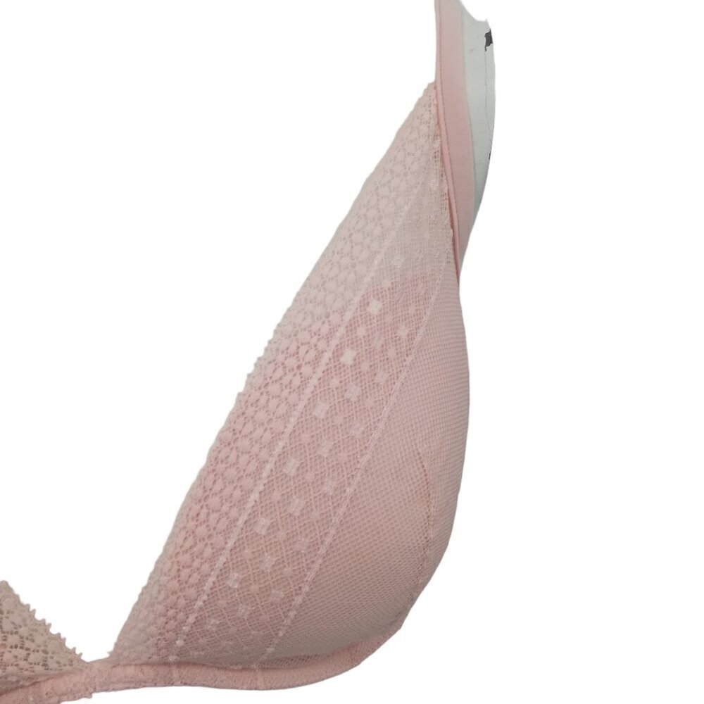 Victorias Secret Incredible Plunge Pink Lace Underwire Bra Size 34DD Sheer - Picture 5 of 11